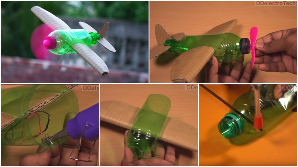 How to make a flying airplane using plastic bottle and cardboard
