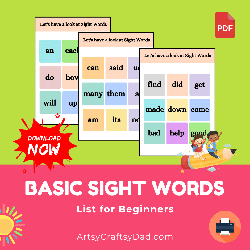 Basic Sight Word List for Beginners