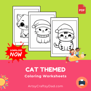 Cat Themed Coloring Printable Worksheets