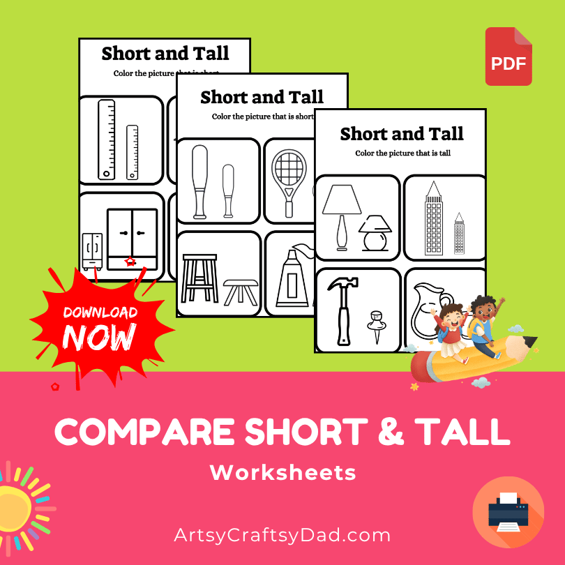 Compare Short and Tall Worksheet for 3-6 Year Kids