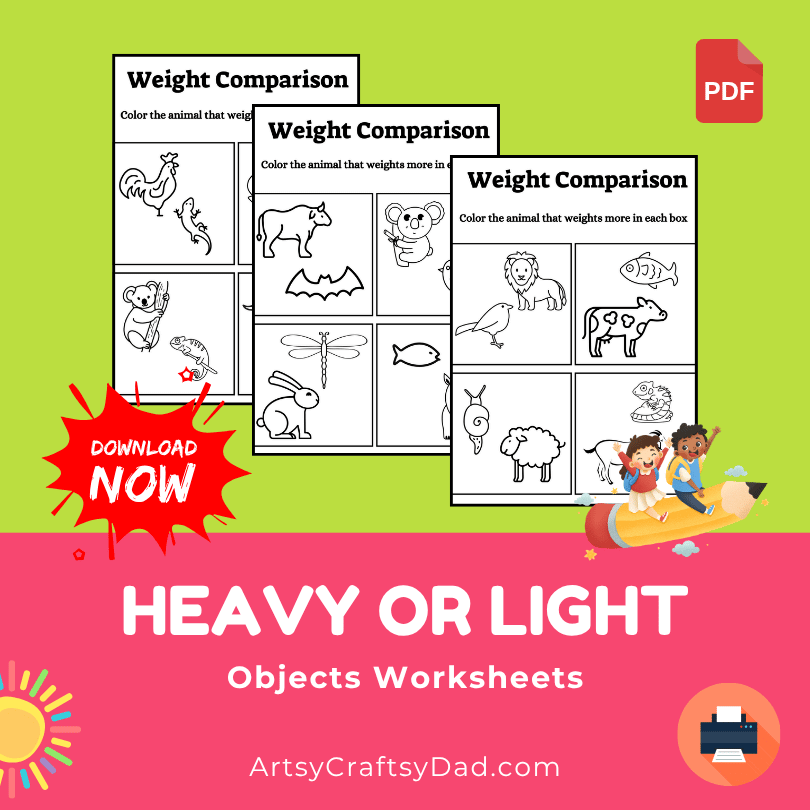 Heavy or Light Objects Worksheet for Kindergarten