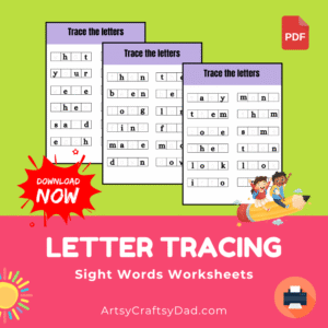 Letter Tracing Sight Words Worksheet for Kindergarten