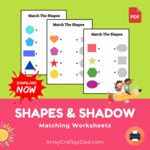 Shapes and Shadow Matching Worksheet for 3-8 Year Kids