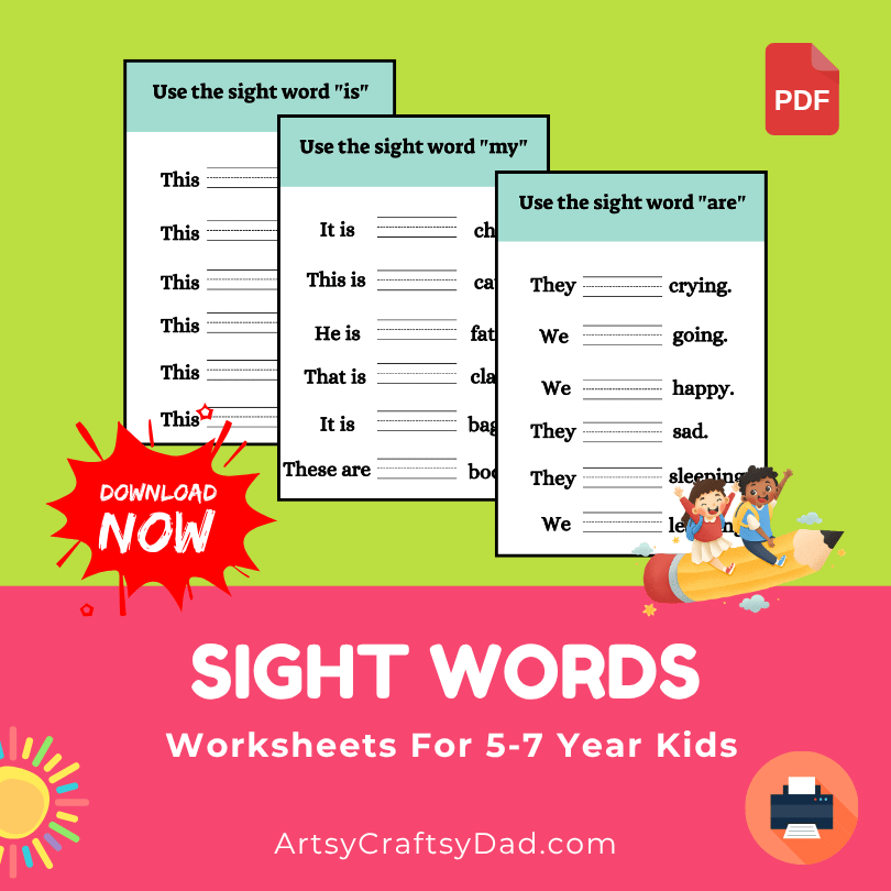 Sight Words Worksheet for 5-7 Year Kids