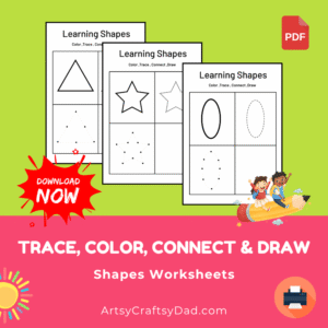 Trace, Color, Connect, and Draw Shapes Worksheet