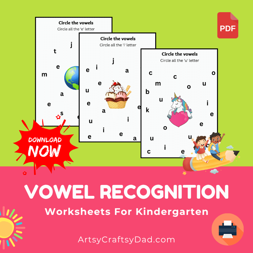 Vowel Recognition and Practice Worksheet for Kindergarten