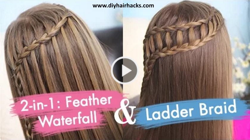 Feather Waterfall & Ladder Braid Combo  Cute 2-in-1 
