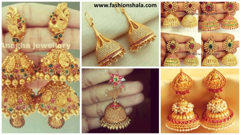 Traditional Indian Style Gold Jhumka Designs - ArtsyCraftsyDad