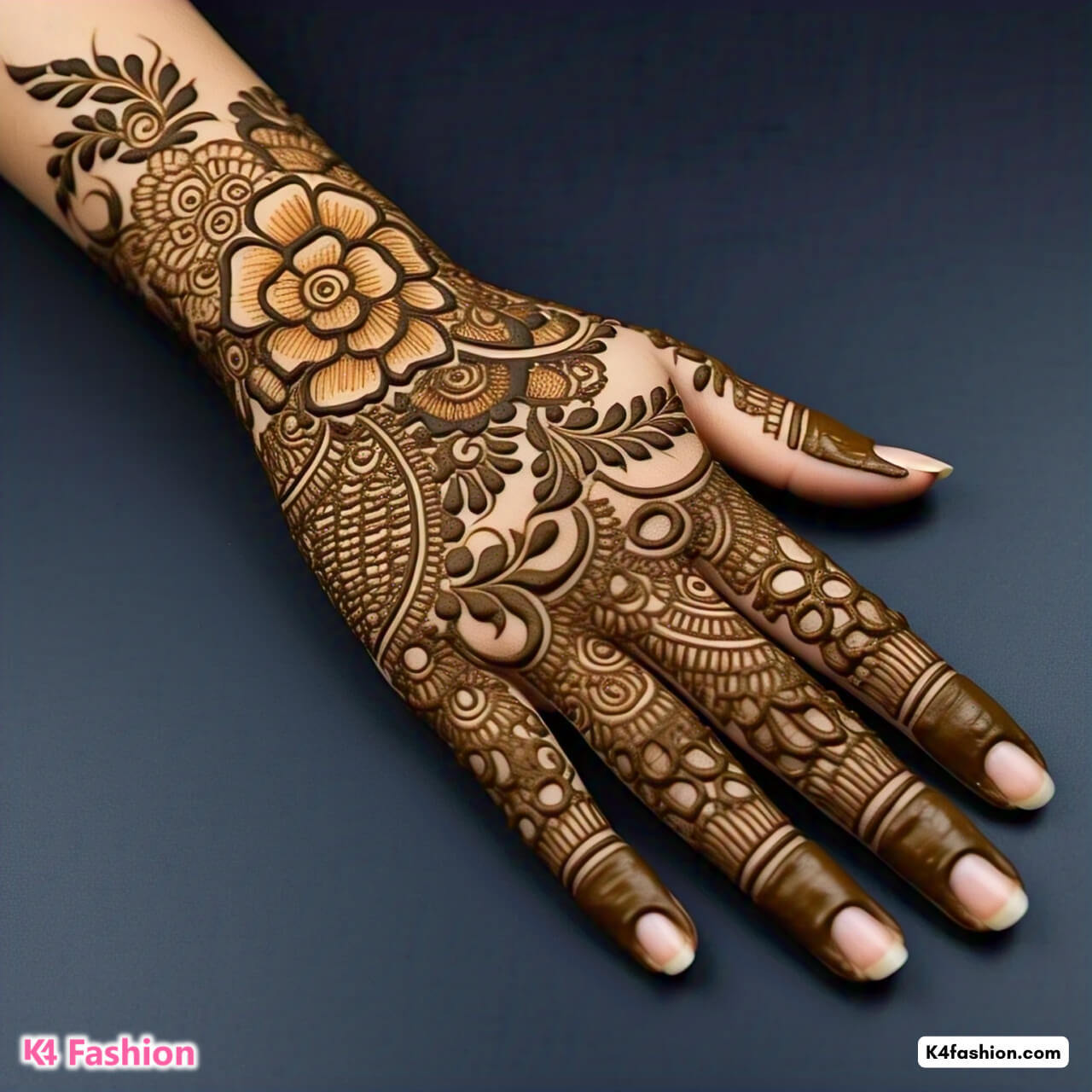 Floral Arabic Mehndi Design for Back Hand