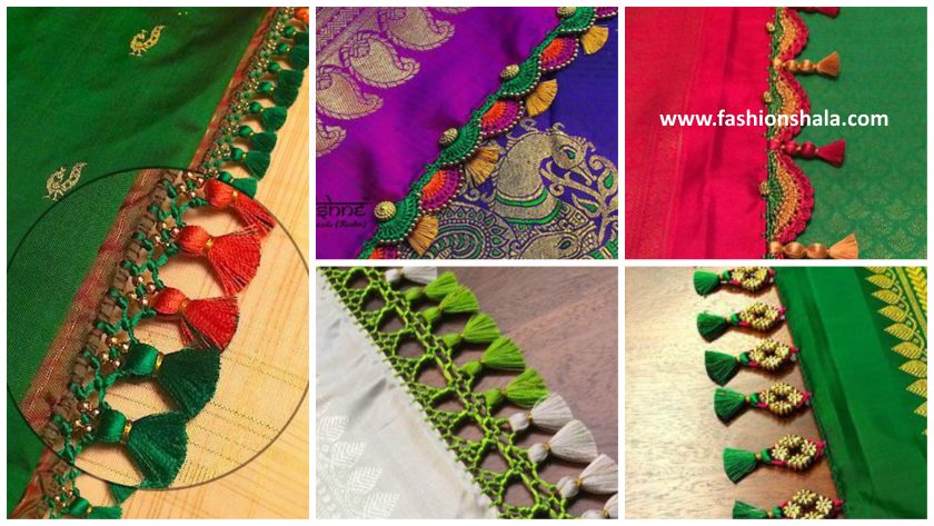New Saree Kuchu Design Using Square Beads | Crochet Tassels | Kannada |  www.knottythreadz.net - YouTube