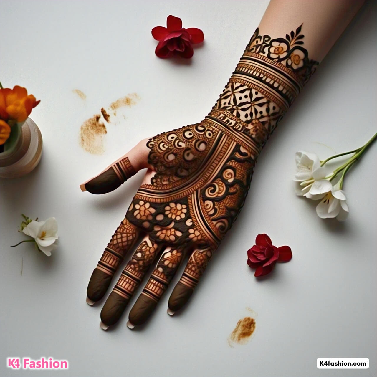 Arabic Mehndi Design for the Front Hand