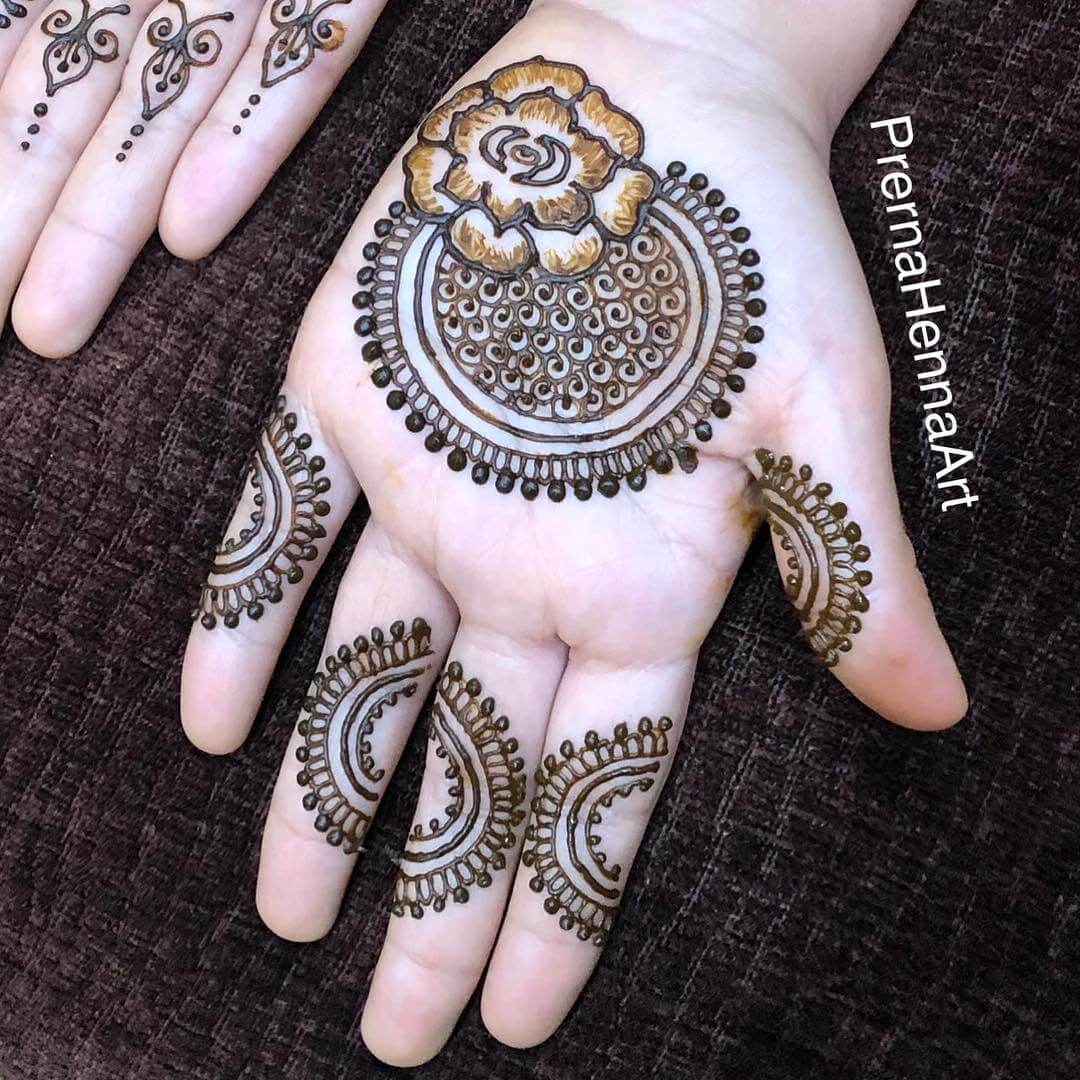 Bold Flower Mandala Mehndi Design for Front Hand
