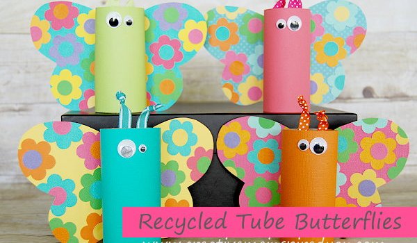 Colorful Butterflies Craft Using Toilet Paper Tube, Ribbon & Googly Eyes - An effortless activity for young ones to enjoy creating butterflies.