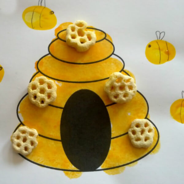Easy Bee Fingerprint Craft For Kids - Inventive Cereal Projects For Toddlers