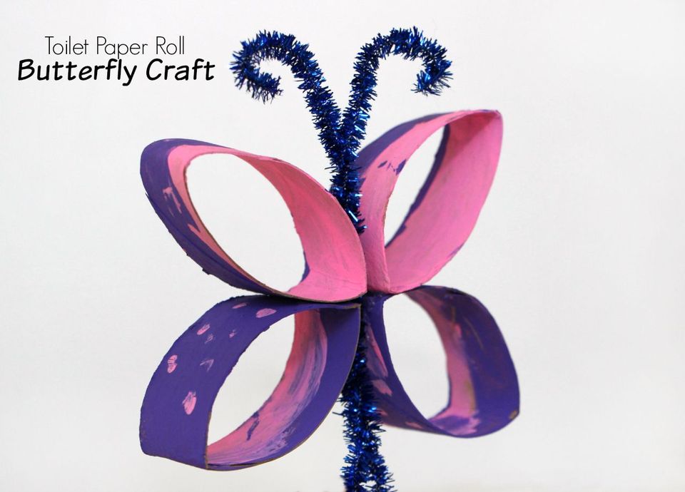 Recycled Toilet Paper Roll Butterfly Craft For Preschoolers - Fun butterfly craft that is a breeze for the little ones.