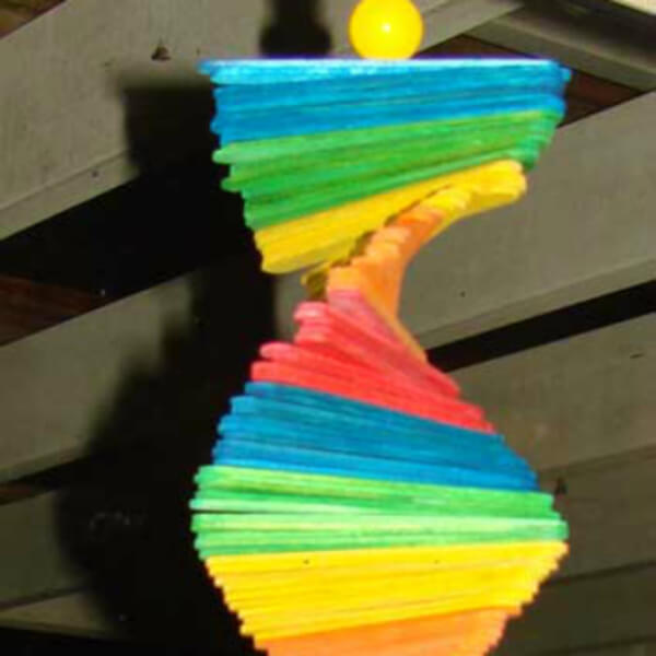 Unique Rainbow Window Mobile Craft Made With Colorful Popsicle Sticks - Creative Projects Outlined with Popsicle Sticks 