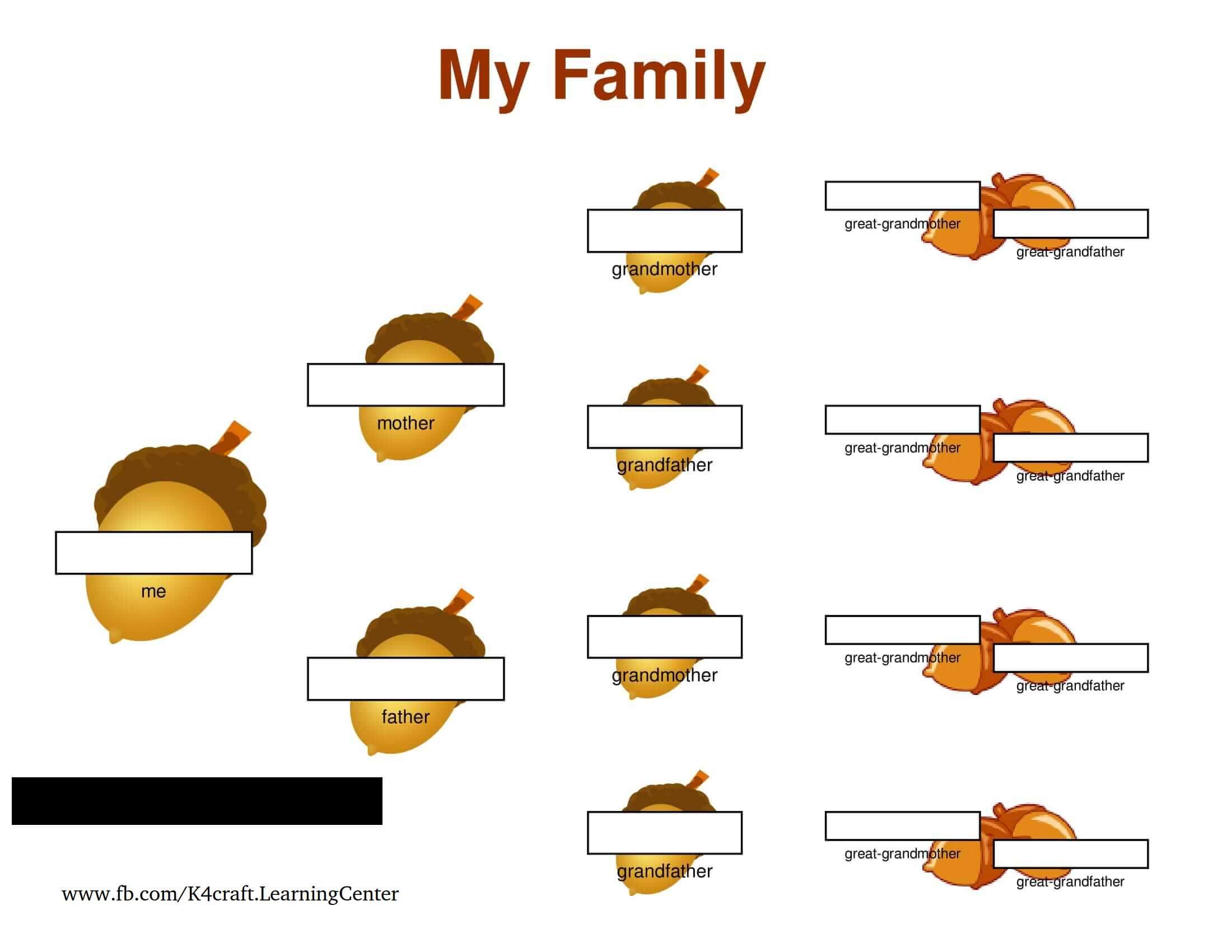 Acron My Family Tree Template - Outlines for Constructing a Kids Family Tree 
