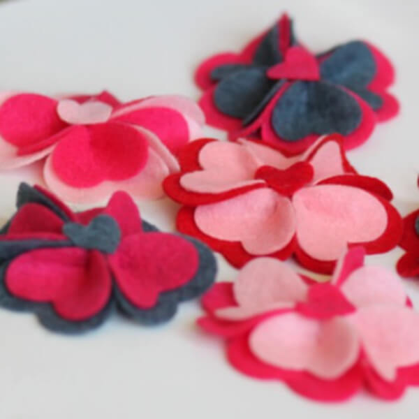 Adorable Heart Felt Flower Hairclips Craft Idea To Celebrate Valentine's Day - Creating Hair Bows as a Memorial to Valentine’s Day 