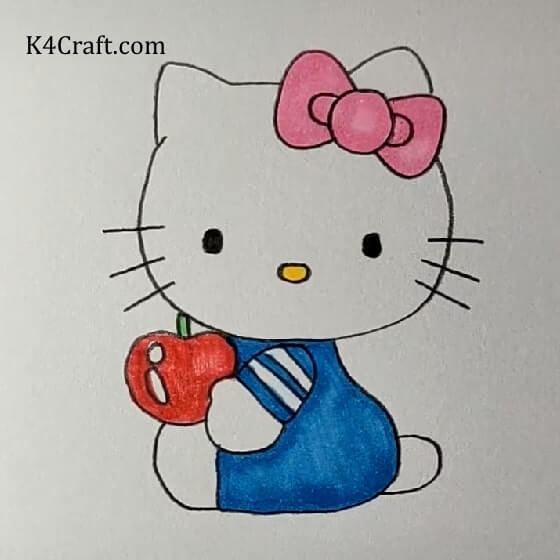 Adorable Kitty Drawing Art Idea With Pencil & Colors - Take a Tour of the Magnificent World of Pencil Art for Kids
