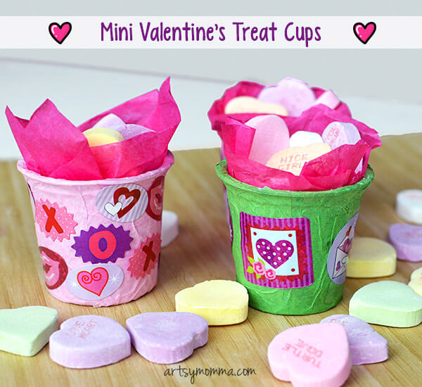 Adorable Mini Valentine's Treat Cups Party Favour Craft Idea For Kids Using Paper Cups, Tissue Paper & Heart Candies - Fun and Easy Mini Paper Cup Crafts