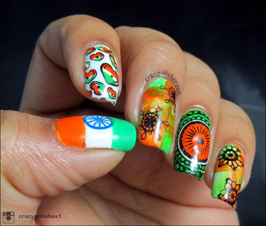 Adorable Nail Art From Tricolor On Independence Day - Celebrating Independence for Indian Kids