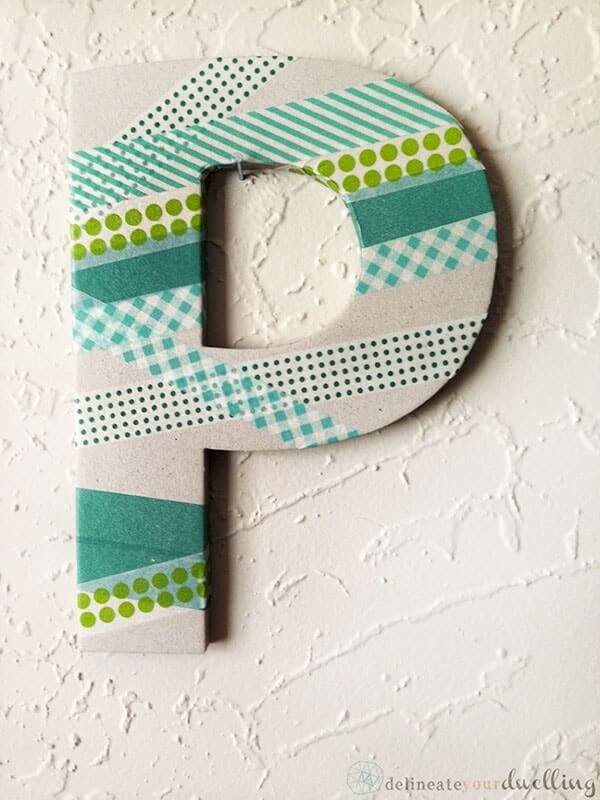 Adorable Paper Mache Letter P Wall Decoration Craft Using Washi Tape - Creative ways to use Washi Tape for Kids' Letters
