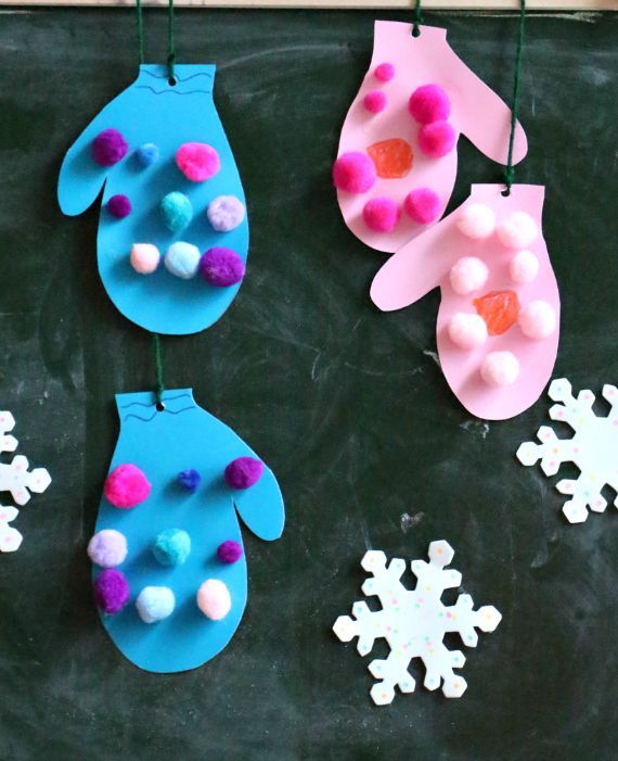 Adorable Paper Mittens Craft Activity Using Colorful Pom Poms - Marvelous Pom Pom creations for young ones 