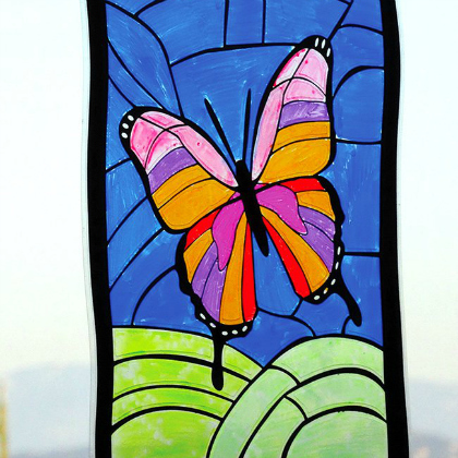 Adorable Stained Glass Butterfly Art & Craft Idea For Kids - Simple Stained Glass Art Projects for Children 