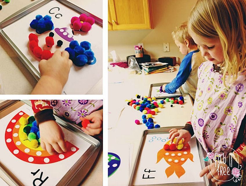 Alphabet Magnetic Pom-Pom Sheets Activity With Free Printables - Adorable Pom Pom creations for children