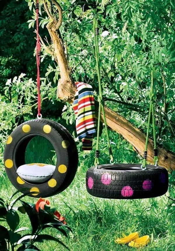Amazing Tyre Swings Playing Activity - Outdoor fun and game activities ideas for children.