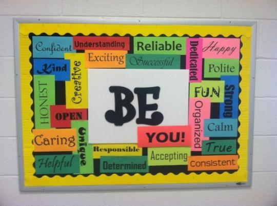 Attractive Library Bulletin Board Display With Positive Verbs - Interesting Ways to Use Bulletin Boards in Libraries