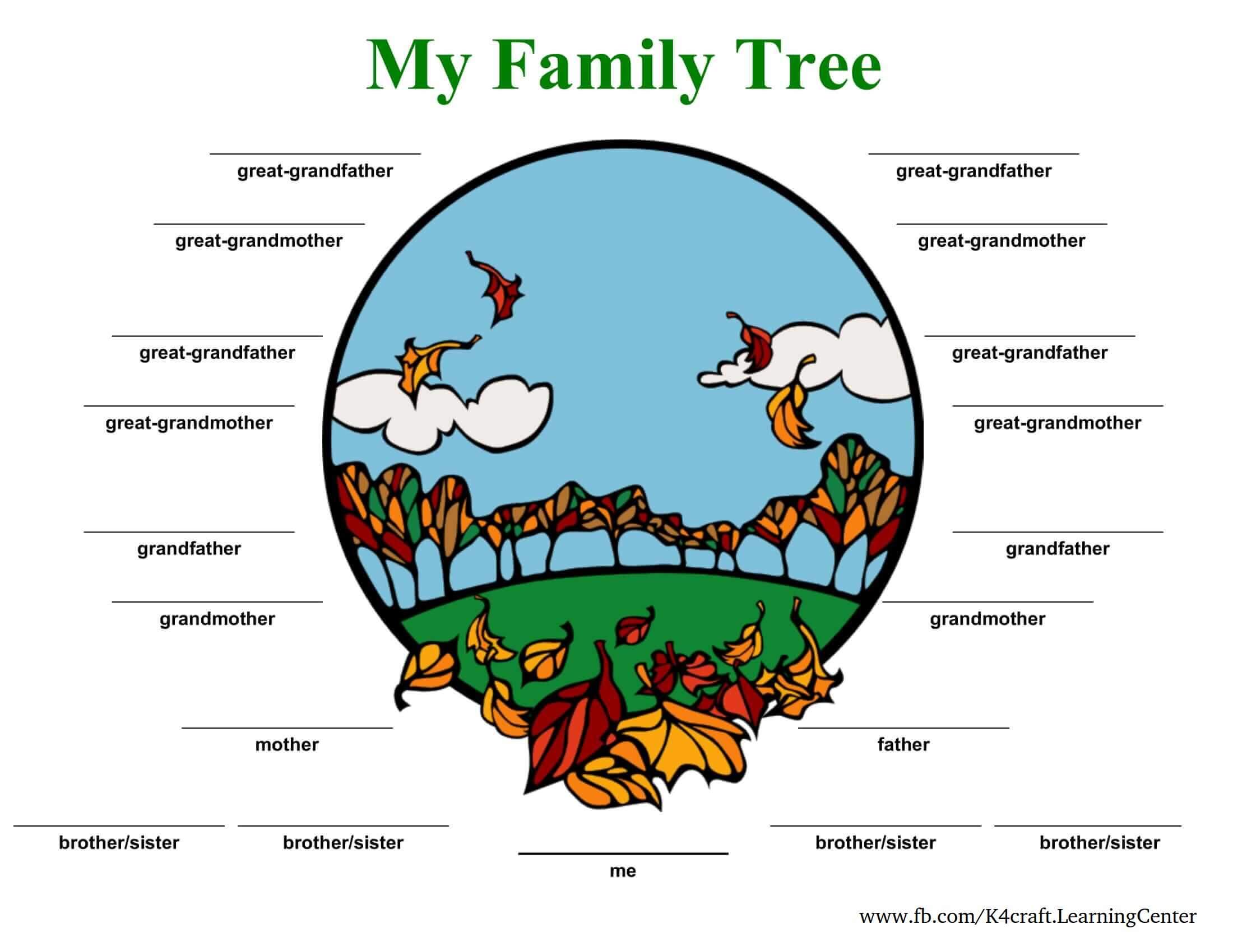 Autumn Family Tree Template - Family Tree Templates Tailored for Kids