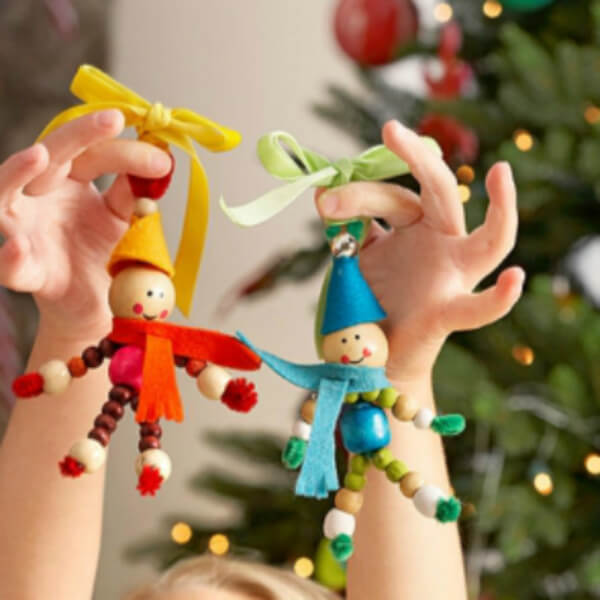 Awesome Elf Hanging Ornament Craft Using Ribbon, Beads & Felt Fabric - Producing Yuletide Trimmings for Tots