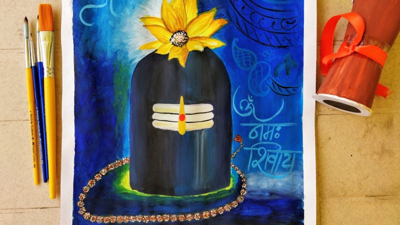 Awesome Shiva Linga Painting Art With Watercolors - Creative Shivratri Art and Craft Ideas
