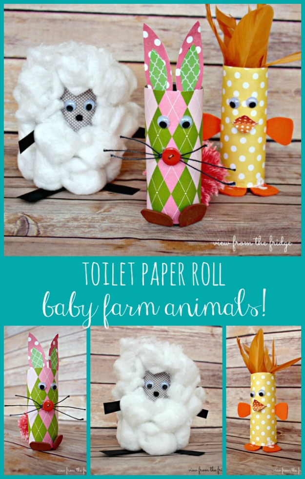 Baby Farm Animals Craft Activity Using Empty Toilet Paper Rolls, Cotton, Scrapbook Paper & Googly Eyes - Enjoyable Handmade Projects & Games to Have Fun With the Youngsters