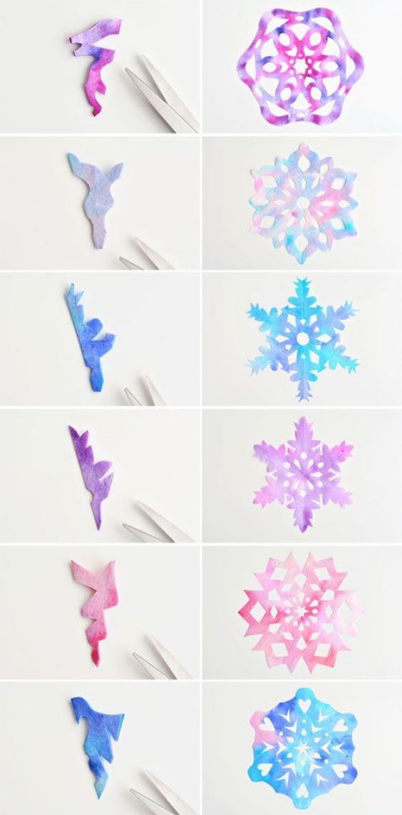 Beautiful & Attractive Snowflakes Craft Tutorial Using Colorful Papers - Crafting Simple Paper Snowflakes - Step-by-Step Demonstrations