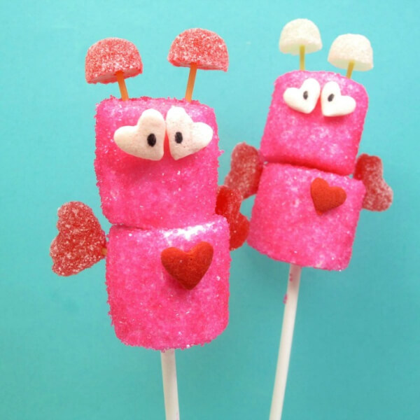 Beautiful & Delicious Marshmallow Love Bugs Candy Treat For Valentine's Day - Suggestions for Snacks to Serve at a Valentine's Day Party for Kids 