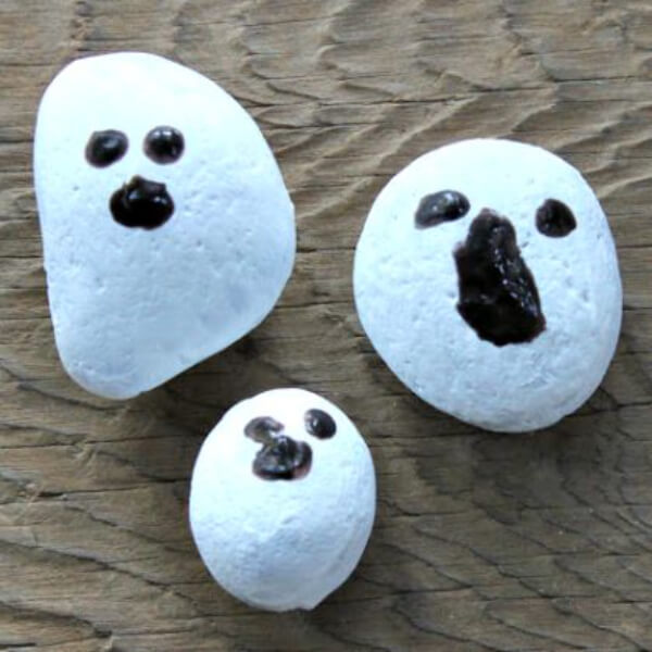 Beautiful Halloween Rock Ghost Decoration Art Idea For Garden - Artistic Projects to Do with Preschoolers on Halloween