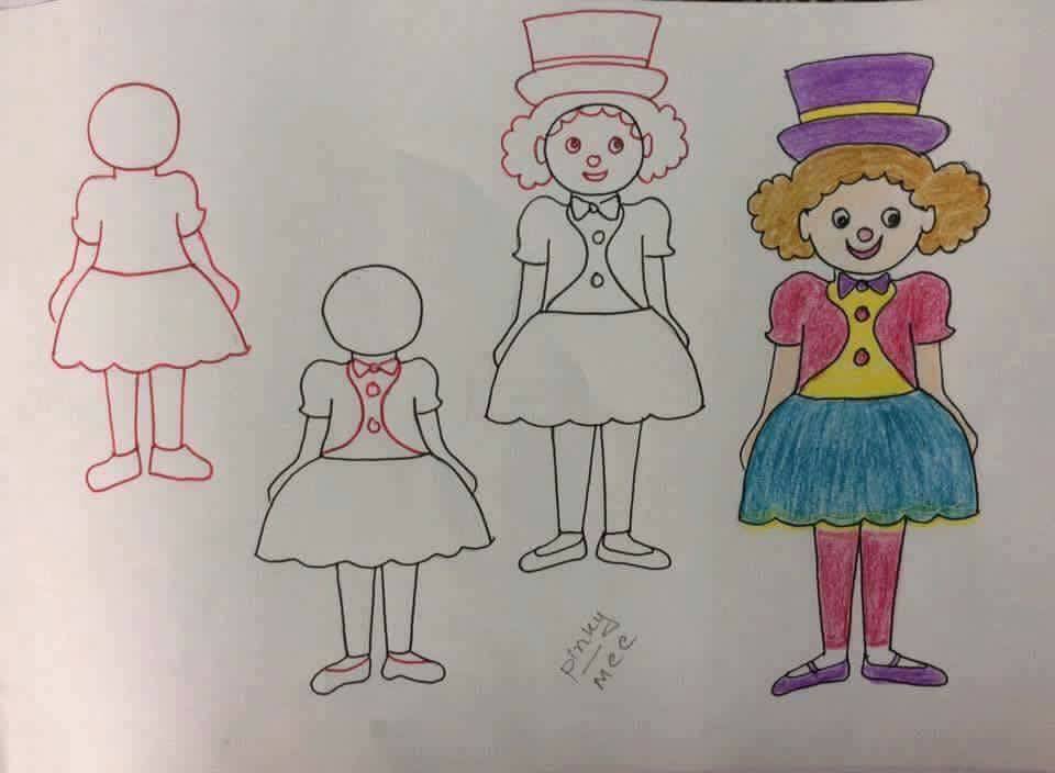 Beautiful Joker Girl Drawing Idea With Happy Smile & Colorful Costume - Stimulating Artwork for Little Ones