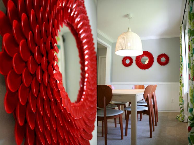 Beautiful Mirror Case Wall Decoration Idea Using Plastic Spoons - Exciting and innovative plastic spoon endeavors 