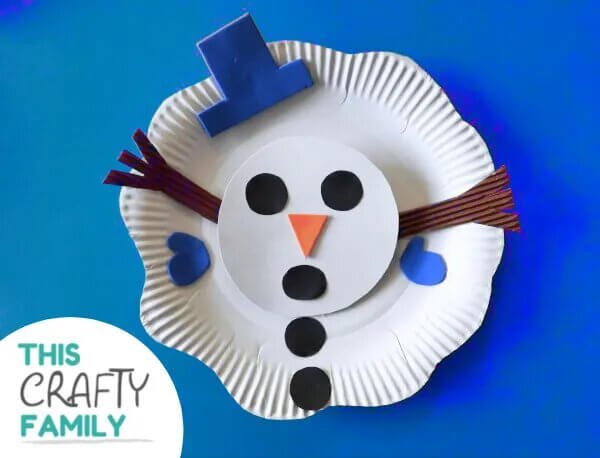 Beautiful Paper Plate Melted Snowman Winter Craft For Kids - Fabricating a Snowman from a Paper Plate - Art Projects for Kids in Winter