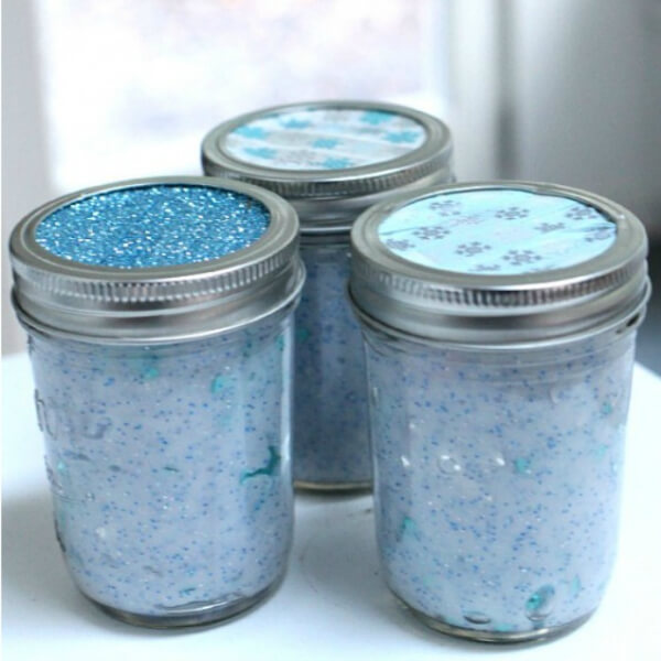 Beautiful Snow Slime Gift Jar For Kids To Make - Make the Most of Winter Vacation Through Snow Crafts