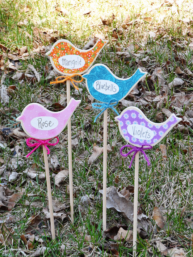 Bird-Shaped Flower Markers Craft Idea For Garden - Engaging Home-Made Ideas & Tasks to Enjoy With the Kids