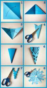 Blue Paper Snowflake Craft With Step By Step Instructions