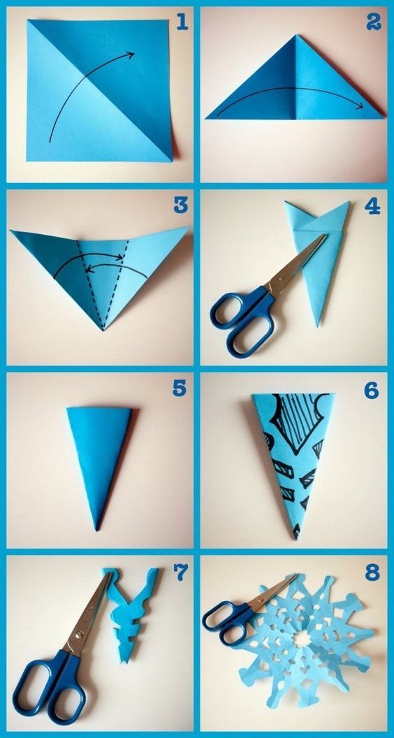Blue Paper Snowflake Craft With Step By Step Instructions - Master the Art of Forming Quick Paper Snowflakes - Step-by-Step Guide