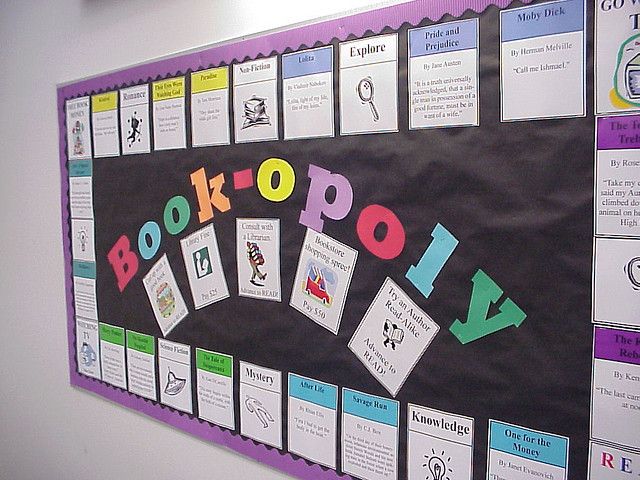 Book-Opoly - DIY Bulletin Board Idea For Your Library - Decorating Ideas for Library Notices