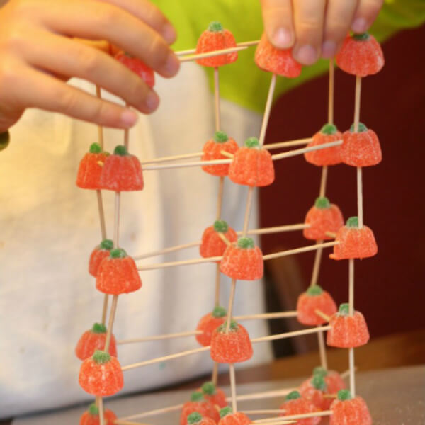 Build A Stem Activity With Candy Pumpkins & Toothpicks - Creative Projects for Children on Thanksgiving