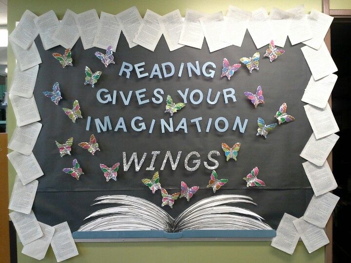 Butterflies Coming Out Of The Book - Reading Bulletin Board Idea For Library - Creative Ideas for Library Bulletin Boards