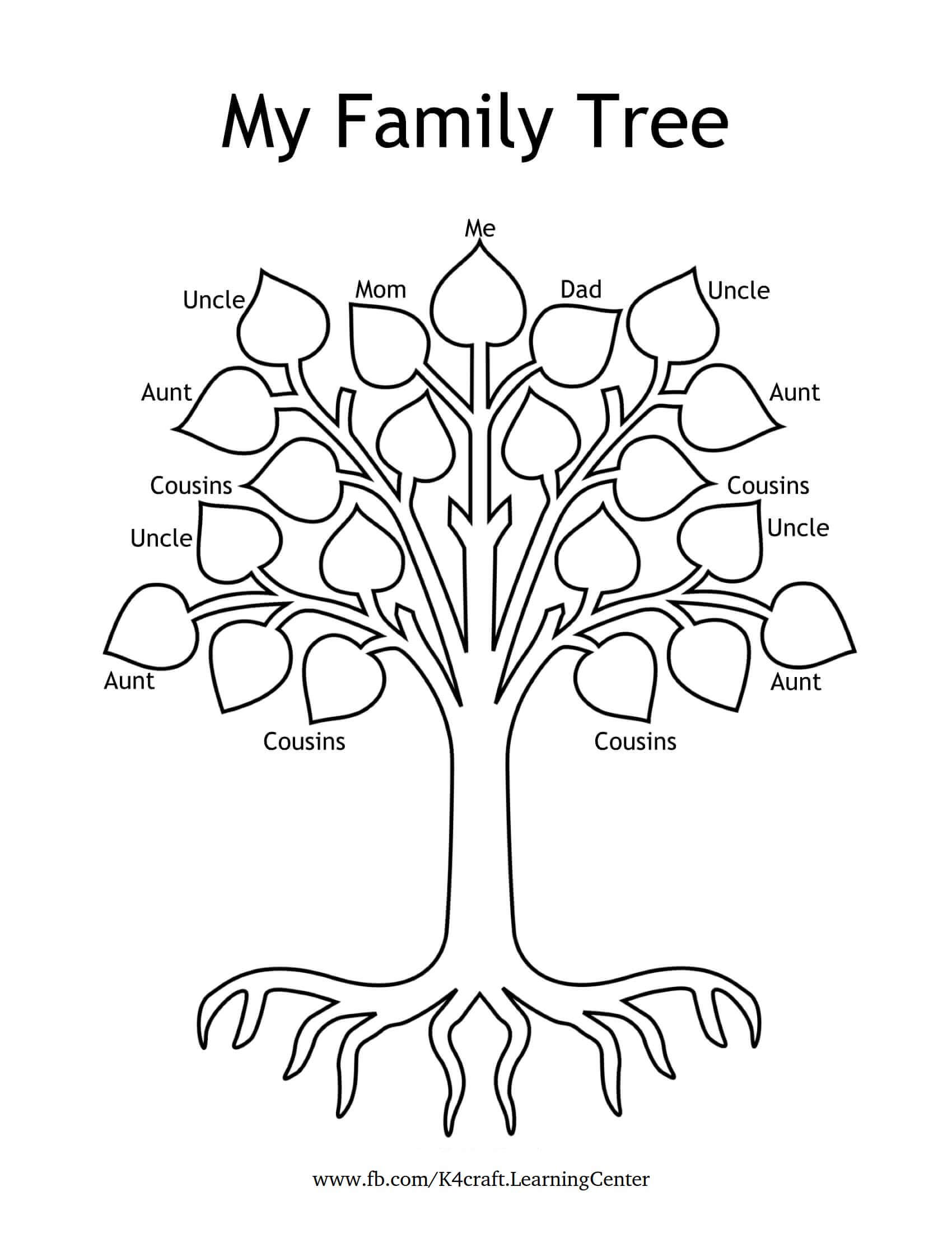 Colorable My Family Tree Template For Kids - Children's Family Tree Formats 