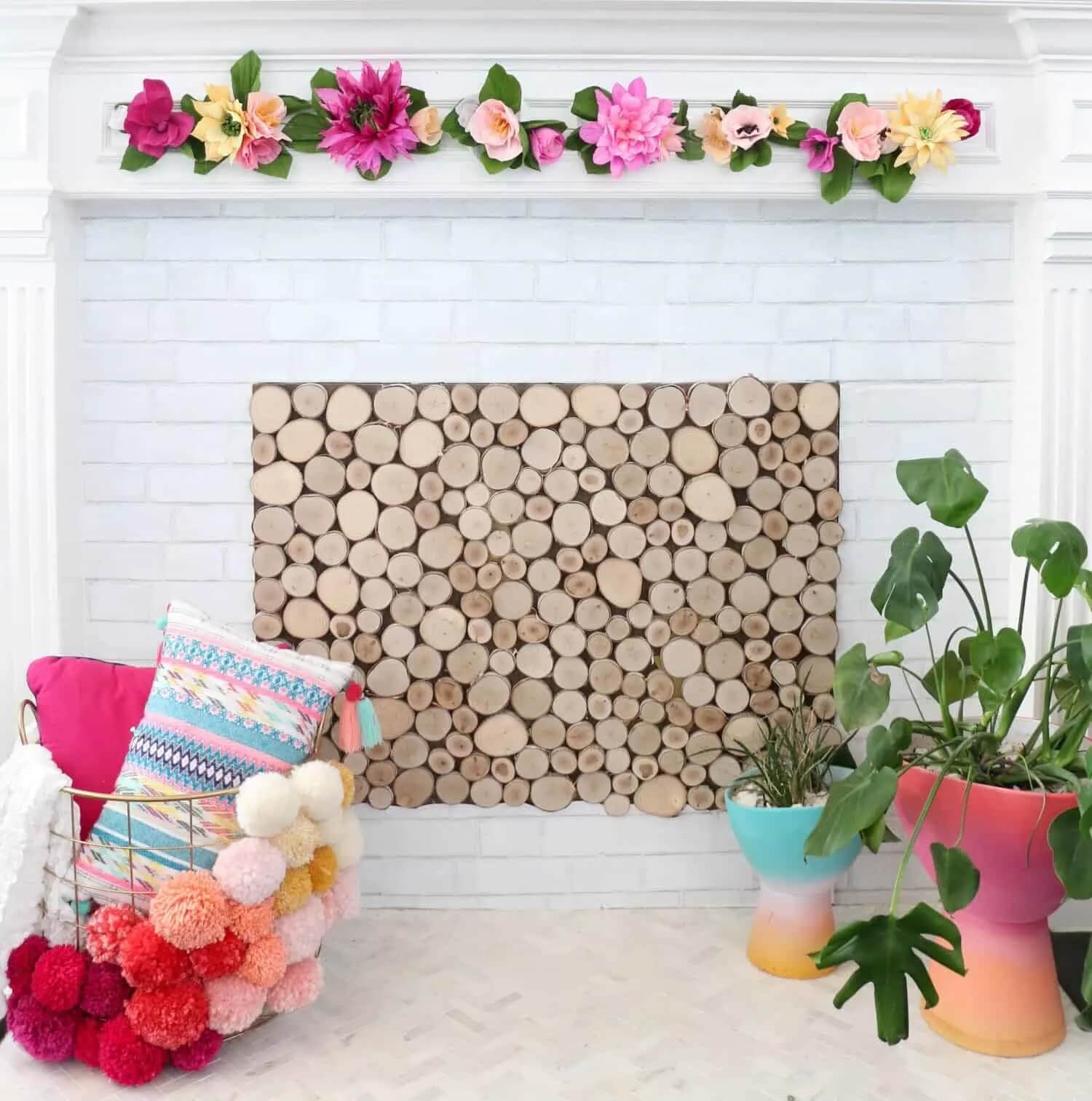 Colorful & Pretty Flower Garland Decoration Craft For Home Using Crepe Paper - Making Paper Projects for Elderly People